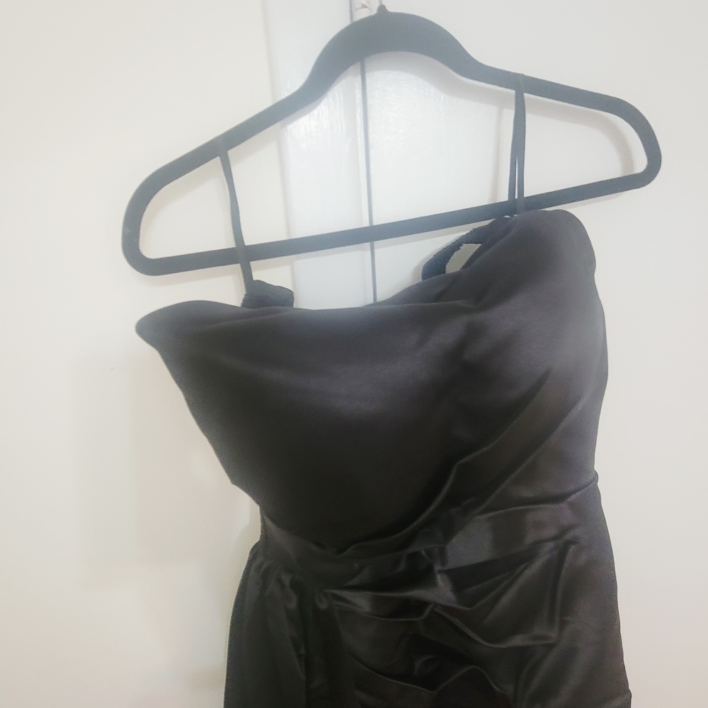 Elegant Black Satin Wedding Dress